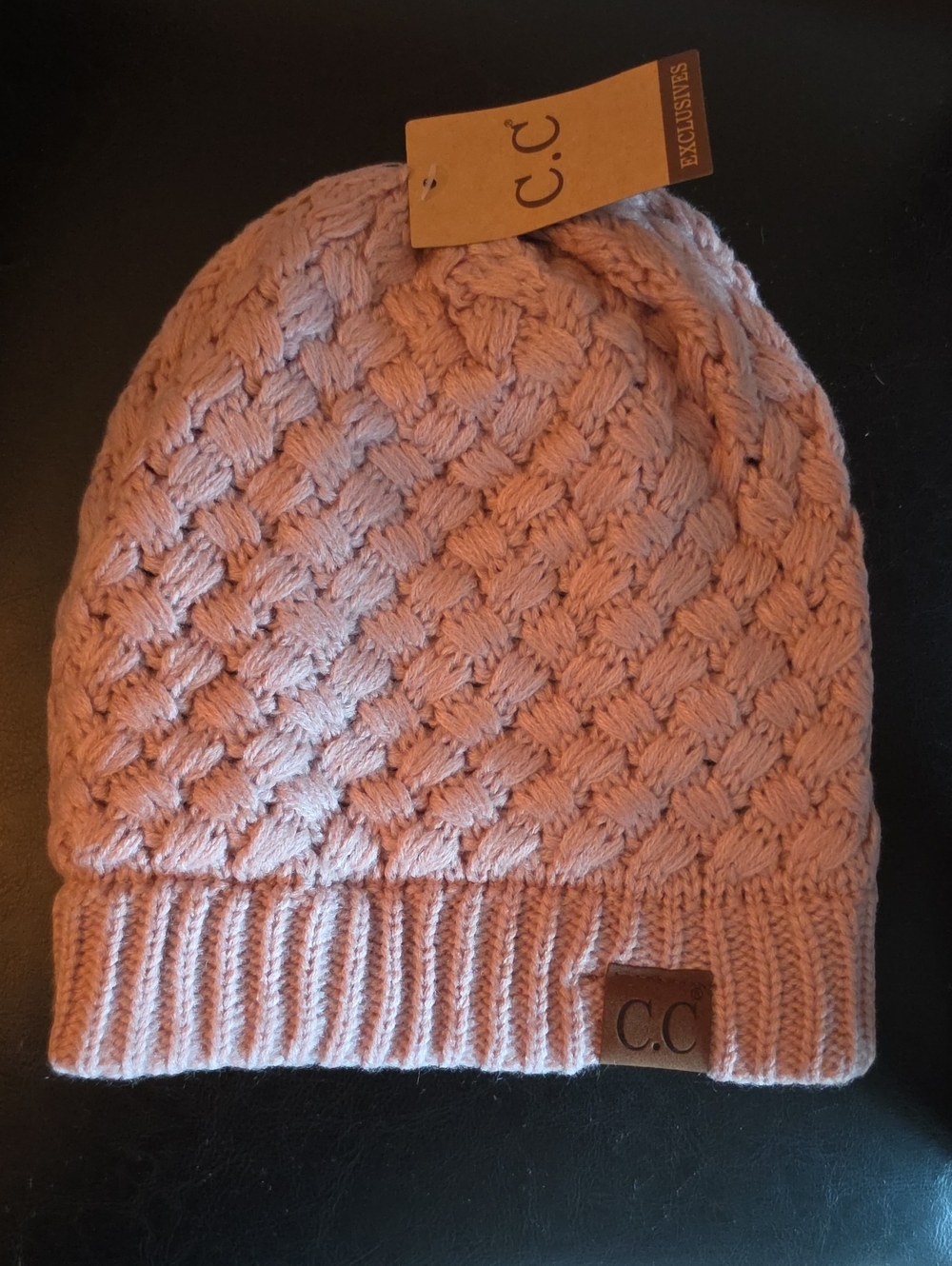 C.C Dusty Rose Cable Knit Beanie